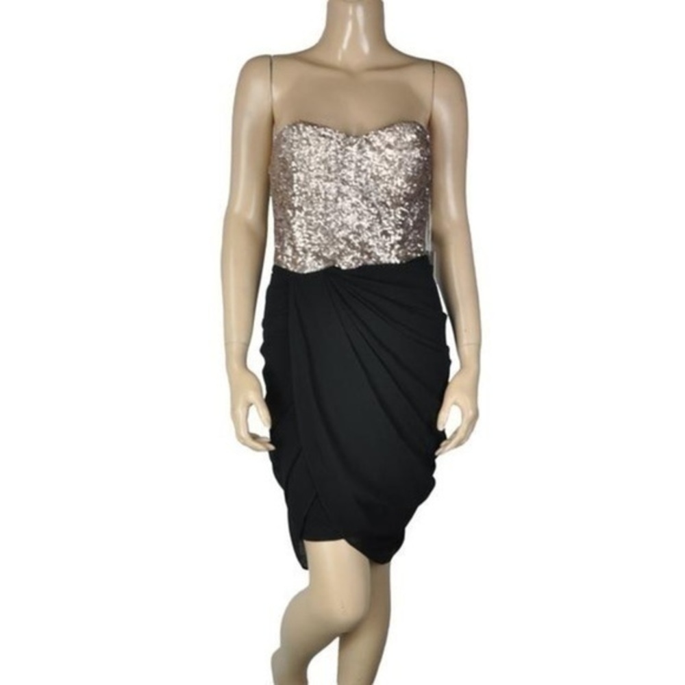 NWOT Fable cocktail dress and goal sequins and black mesh with under lining